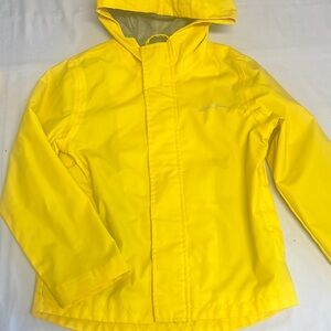 Eddie Bauer Yellow Raincoat with Hood and Water-Resistant Material